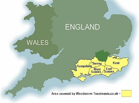 Area Map - Hampshire, Surrey, West Sussex, East Sussex, Kent.